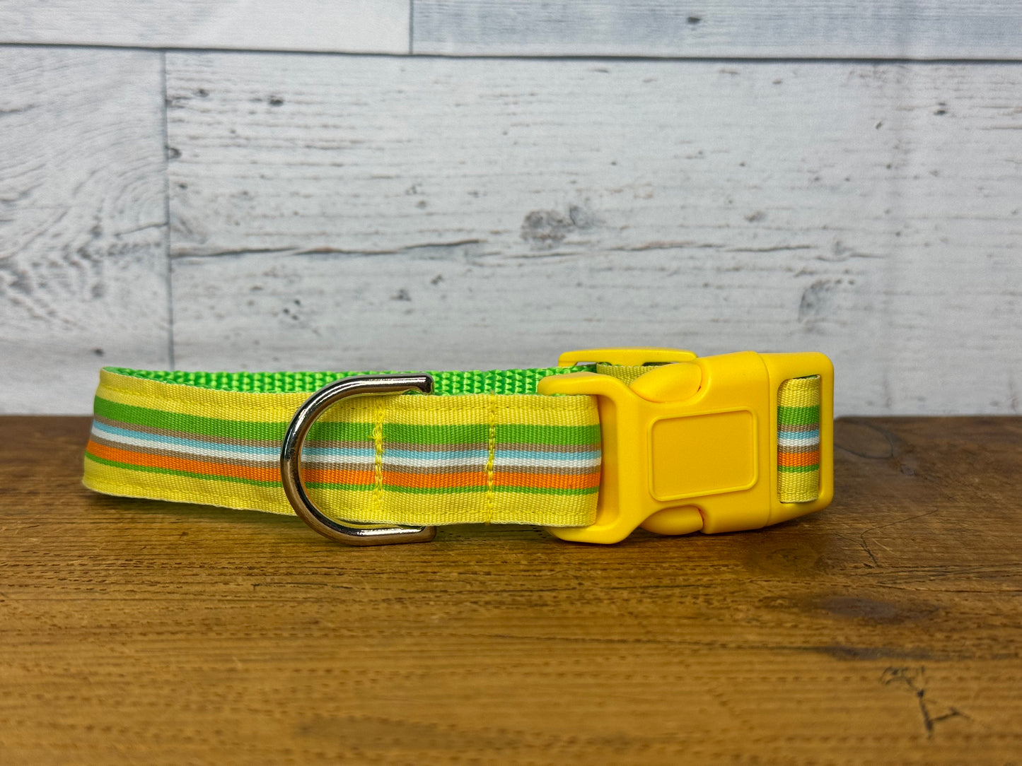 Yellow & Green Stripes Dog Collar