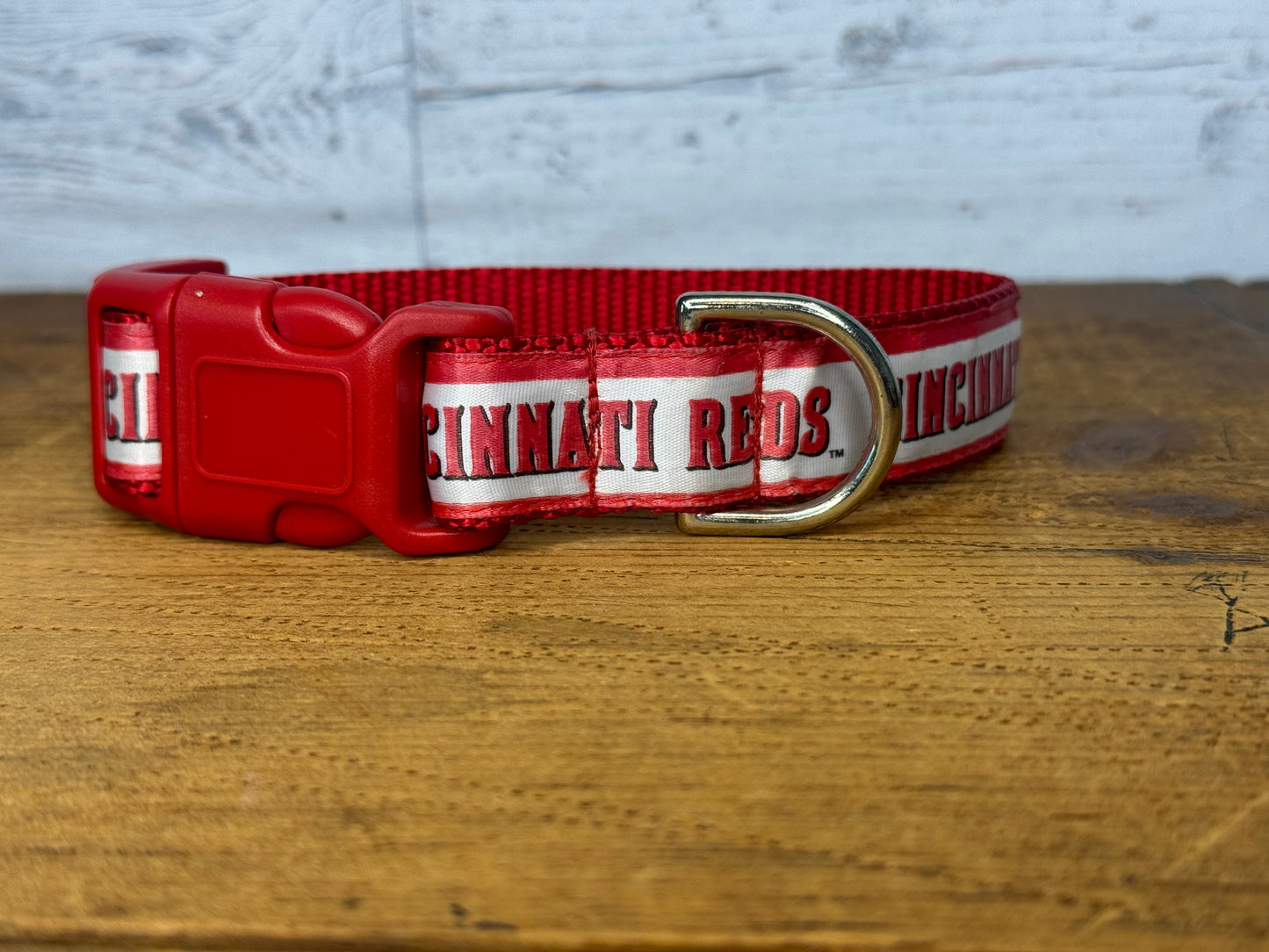 Cincinnati Reds Inspired Dog Collar (red letters)