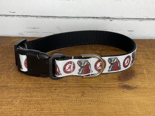 University of Alabama Inspired Dog Collar (white)